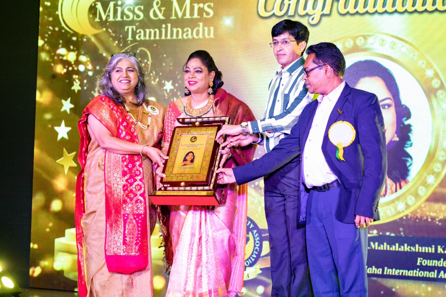 Award recognition for Mrs. Mahalakshmi